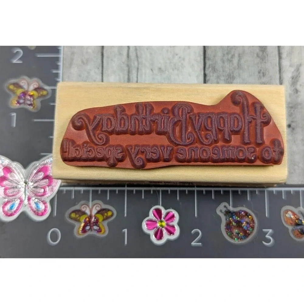 Uptown Happy Birthday Someone Very Special E13192 Rubber Stamp Wood #H67